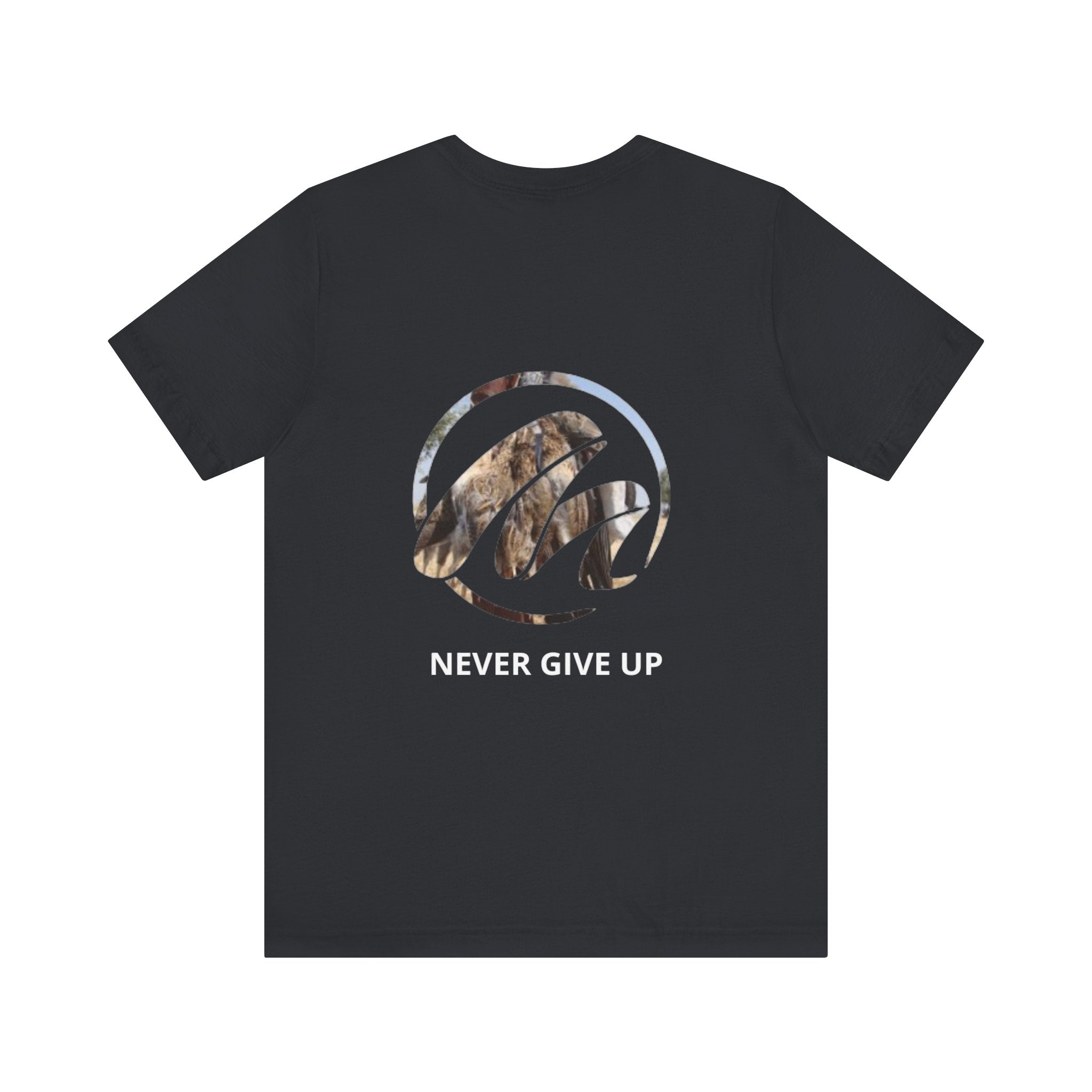 Unisex Jersey Tee - 'Never Give Up' Motivational Graphic T-Shirt for Inspiration
