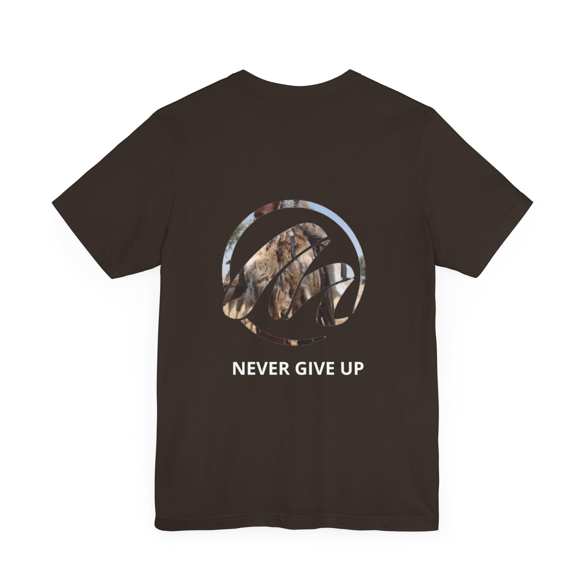 Unisex Jersey Tee - 'Never Give Up' Motivational Graphic T-Shirt for Inspiration